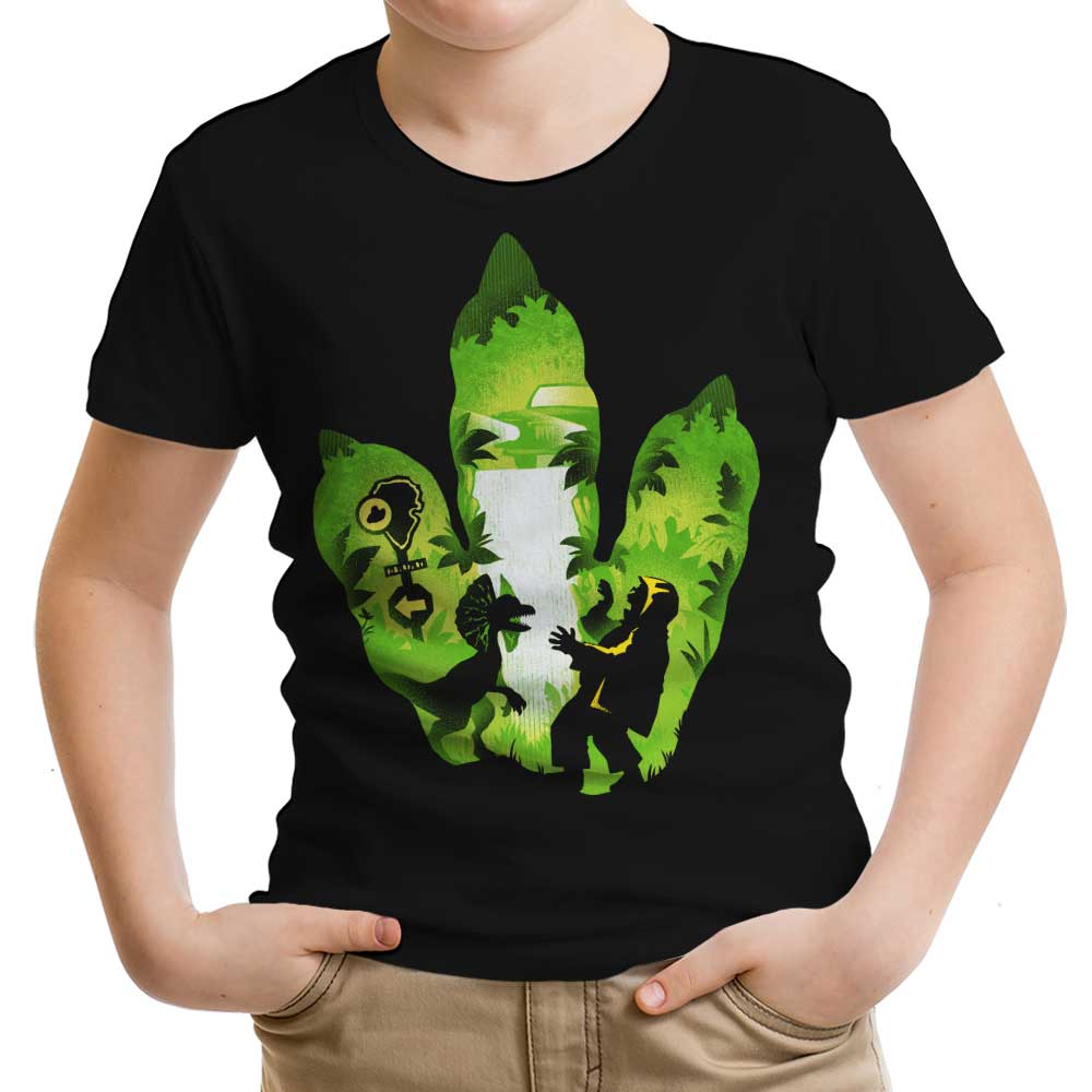 Youth Dilophosaurus Footprint Apparel from Alemaglia